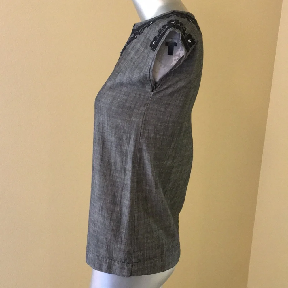 Tea Corzo Chambray Dress Cotton black yarn…
